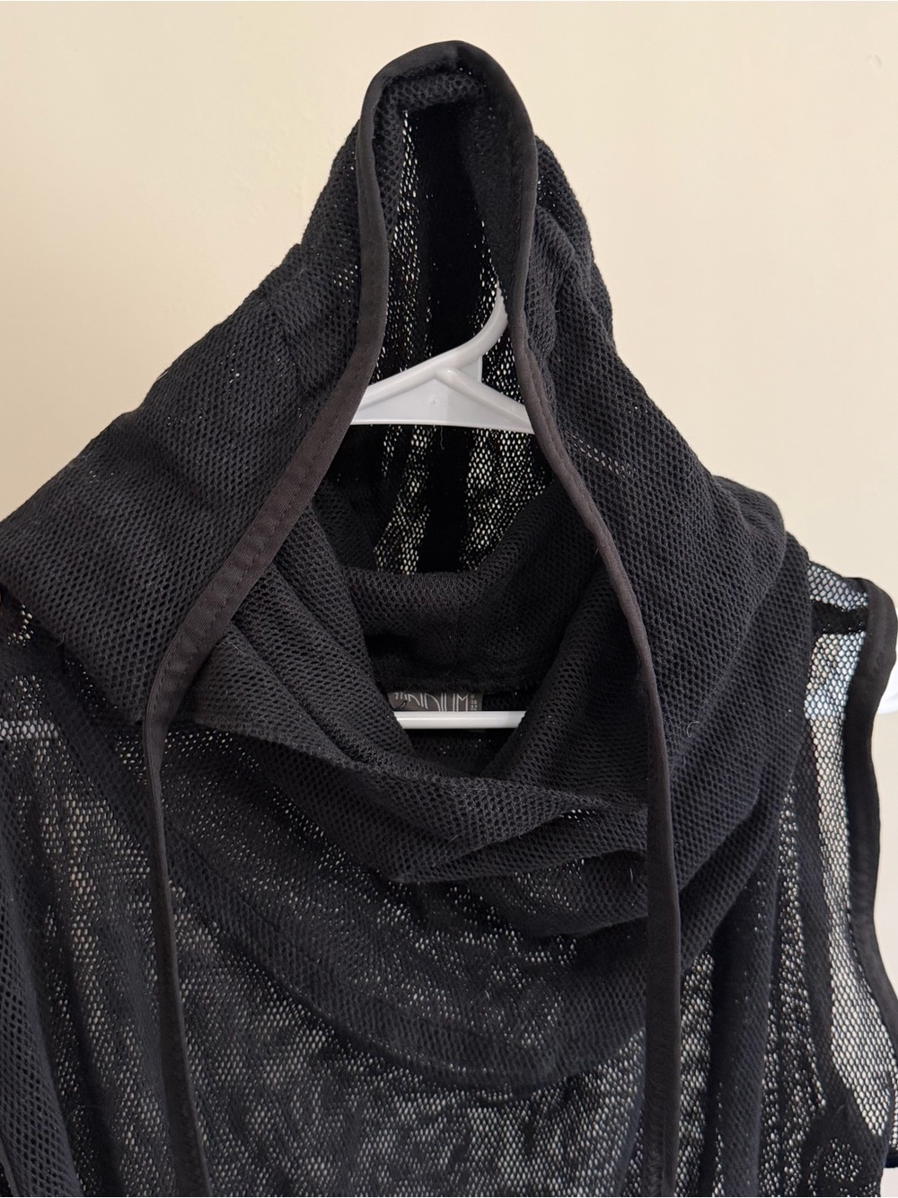 Black Mesh Swim Coverup with Hooded Tunic